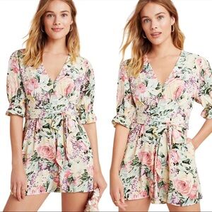 FAITHFULL THE BRAND Ana Floral Romper | 3/4 Sleeve | Cottagecore Coquette Size 2